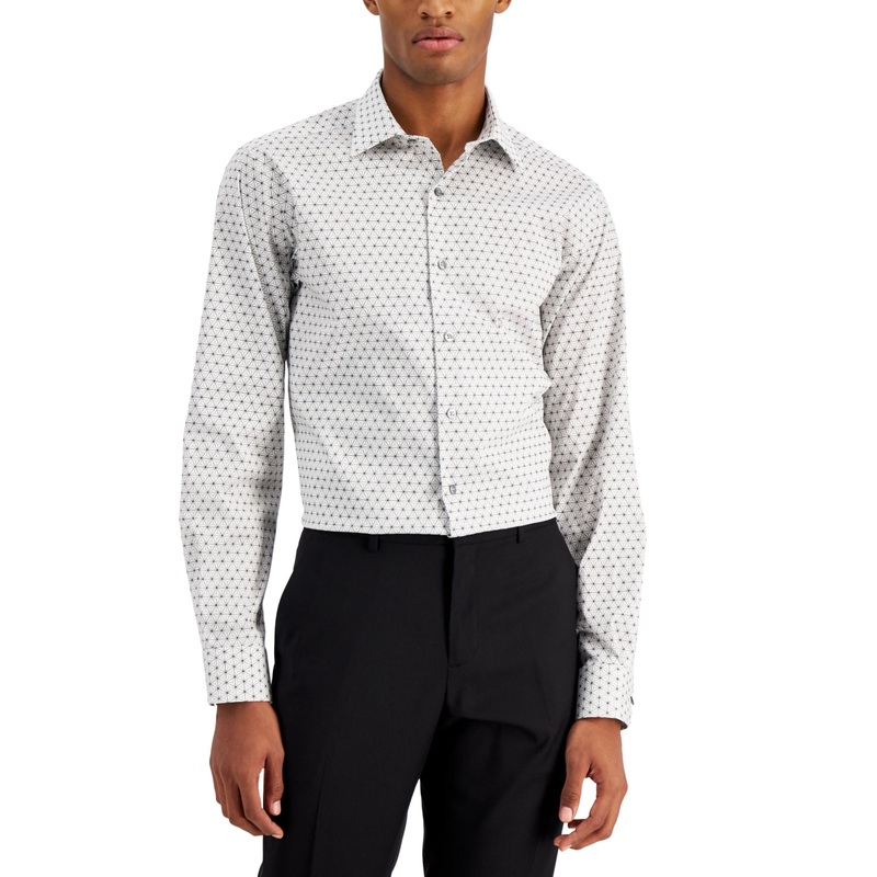 Alfani Men's Slim Fit 2-Way Stretch Performance Dress Shirt White 16-16.5/ 34-35