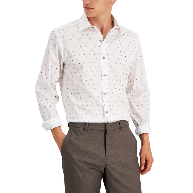 Alfani Men's Slim Fit 2Way Stretch Performance Dress Shirt White 17 17.5