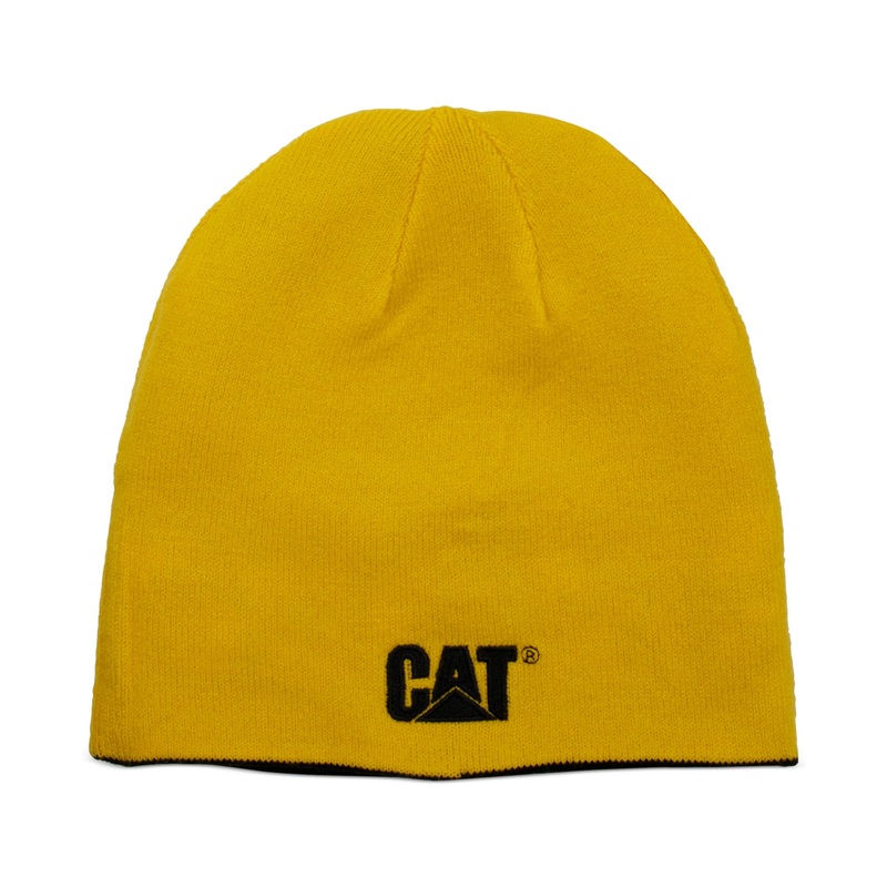 Caterpillar Men's Reversible Logo Beanie Hat  Yellow Cat Redoverflw Osfa Reg