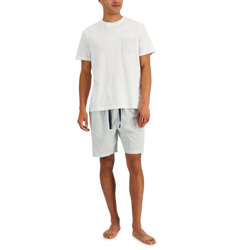 Club Room Men's 2Pc. Pocket Tshirt & Shorts Pajama Set Dark Green Small