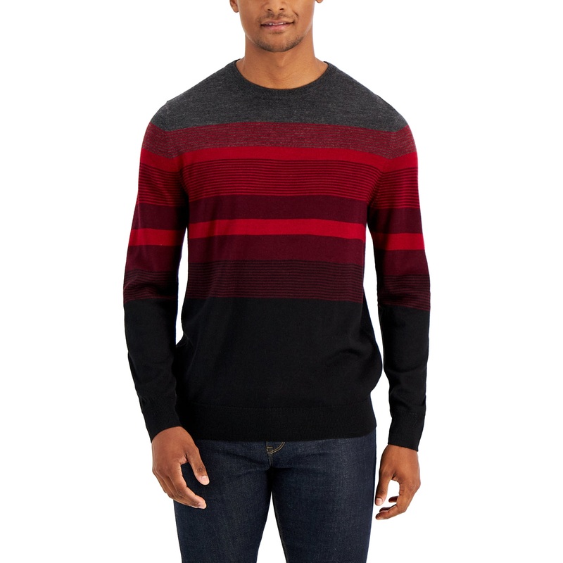 Club Room Men's Ombre Stripe Sweater Xl  Deep Black