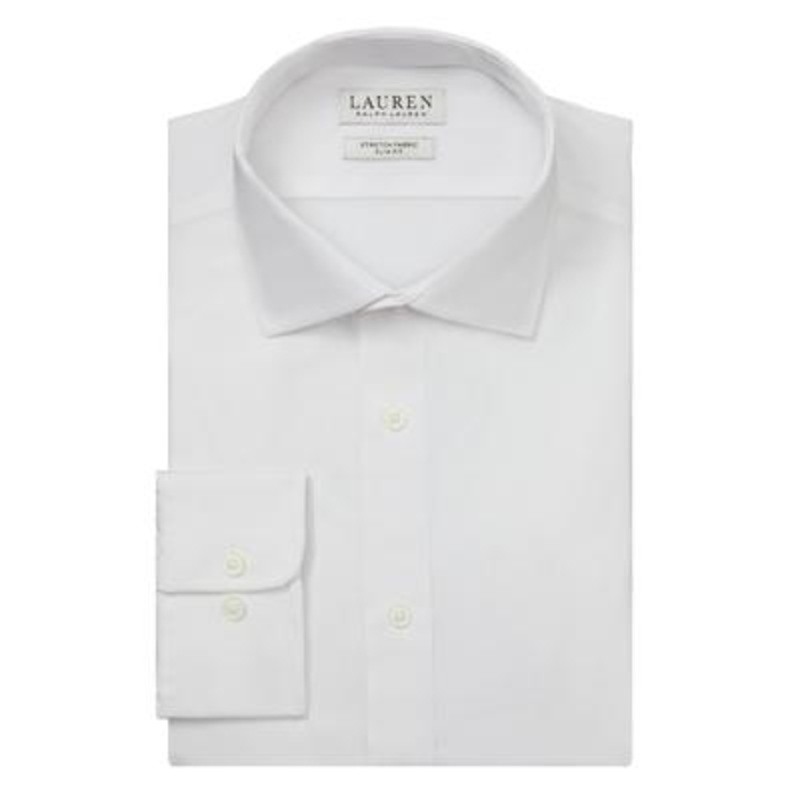 Ralph Lauren Men's Ultraflex Slim Fit Dress Shirt White 16-16.5 / 36-37