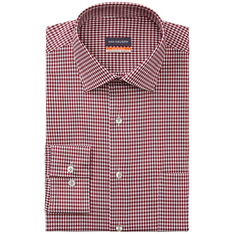 Van Heusen Mens Maroon Dress Shirt Regular Fit 16 16.5 Neck 32 33 Sleeve