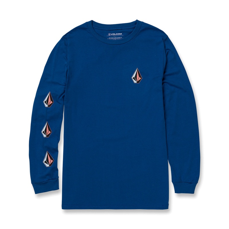 Volcom Men's Iconic Stone Long Sleeve T-shirt  Dark Blue  Large