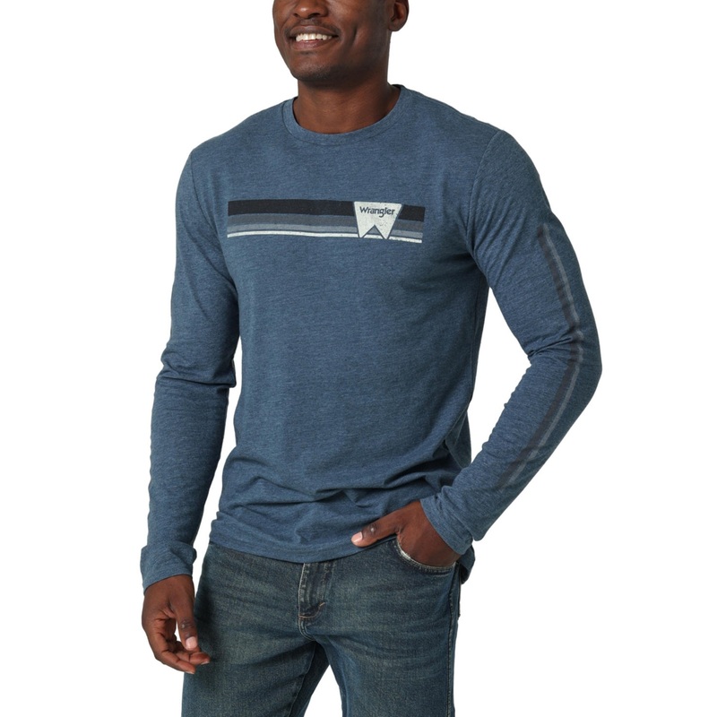 Wrangler Men's Graphic Long Sleeve T-shirt Navy Large