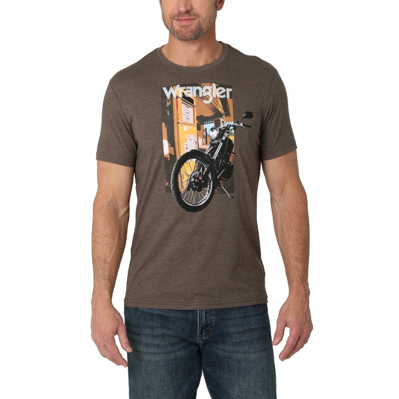 Wrangler Mens Photobike Graphic Tshirt Brown Size M