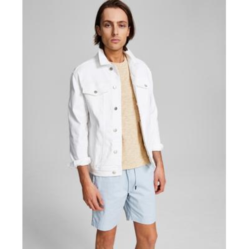 And Now This Men's Denim Trucker Jacket  White Size Small