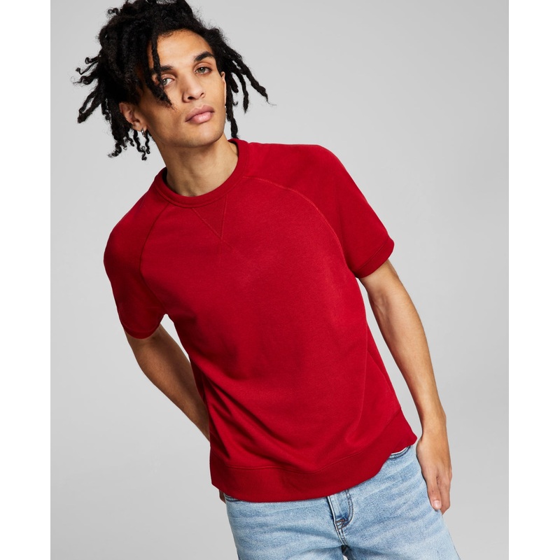 And Now This Men's Short Sleeve Sweatshirt  Crimson Red Medium