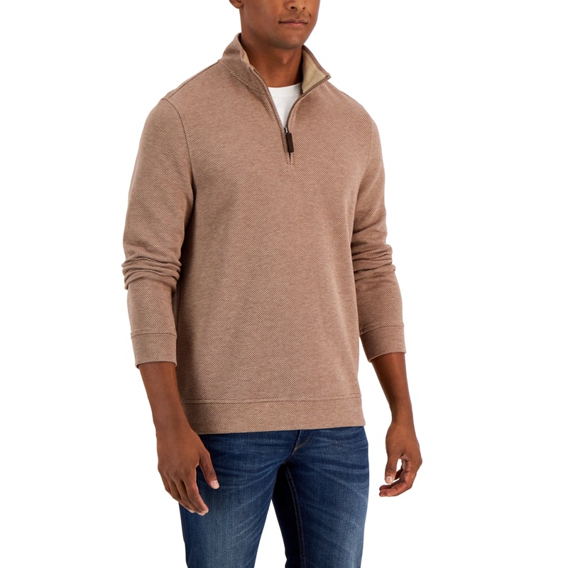 Club Room Men's 1/4 Zip Pullover Sweater Small Cracked Walnut