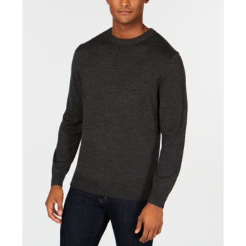 Club Room Men's Merino Wool Blend Sweater  Ebony Heather  Black  Large