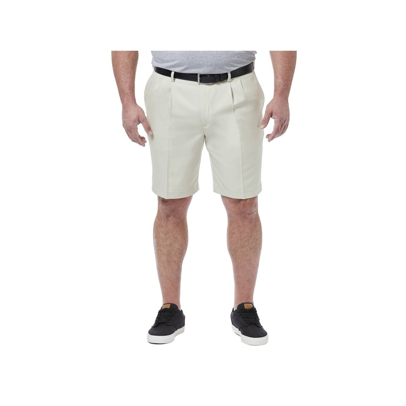 Haggar Mens Big & Tall Cool 18 Pro Stretch Shorts  String Lt Beige 44 Reg