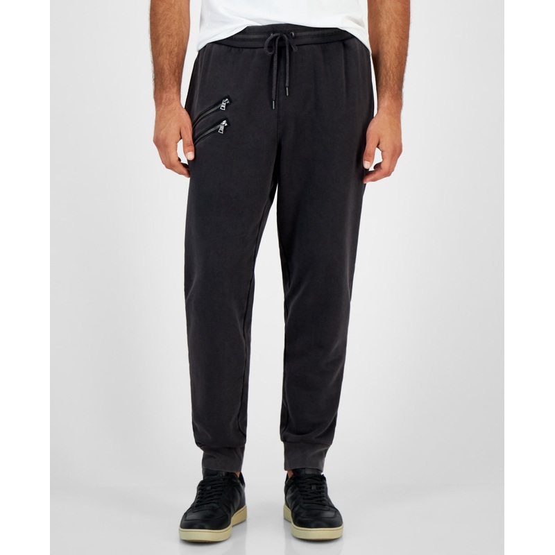 I.N.C. International Concepts Men's Acid washed Moto Joggers  Deep Black  Size Small