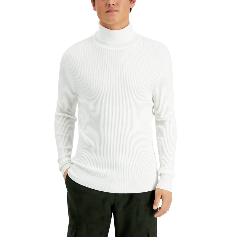 INC International Concepts Mens Ribbed Long Sleeve Turtleneck Sweater XXL White