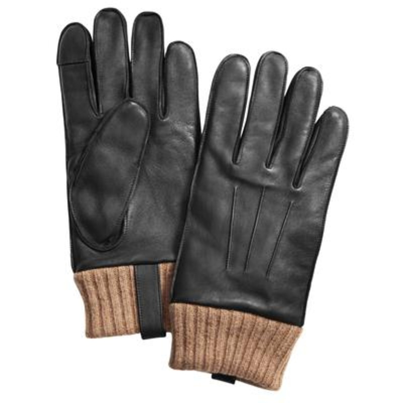 Men's Leather Gloves W/ Cashmere Lining Chocolate Club Room Small