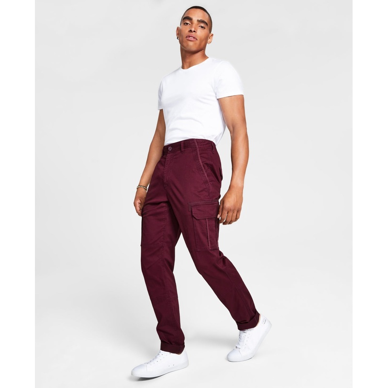 Sun + Stone Men's Morrison Cargo Pants  Dark Scarlet Wine 30 Reg