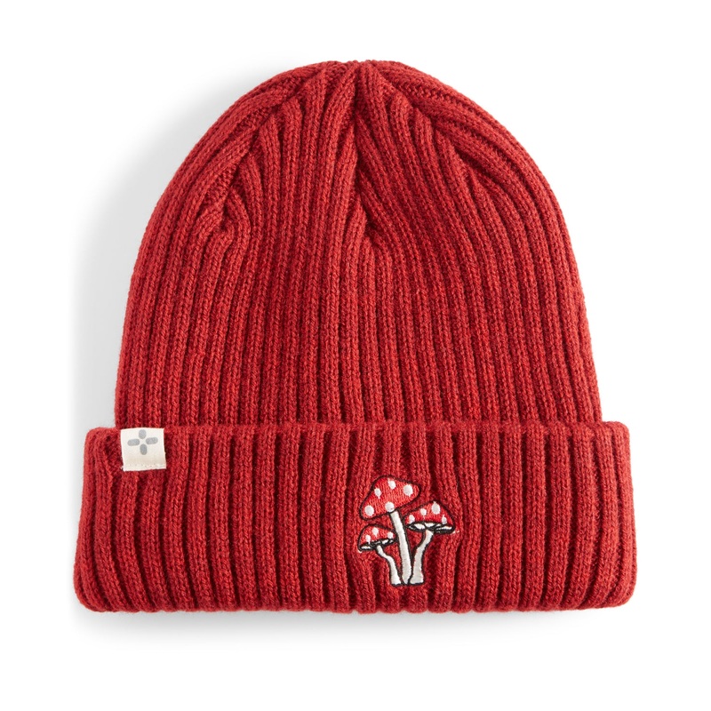 Sun + Stone Men's Smiley Face Beanie  Maroon OSFA