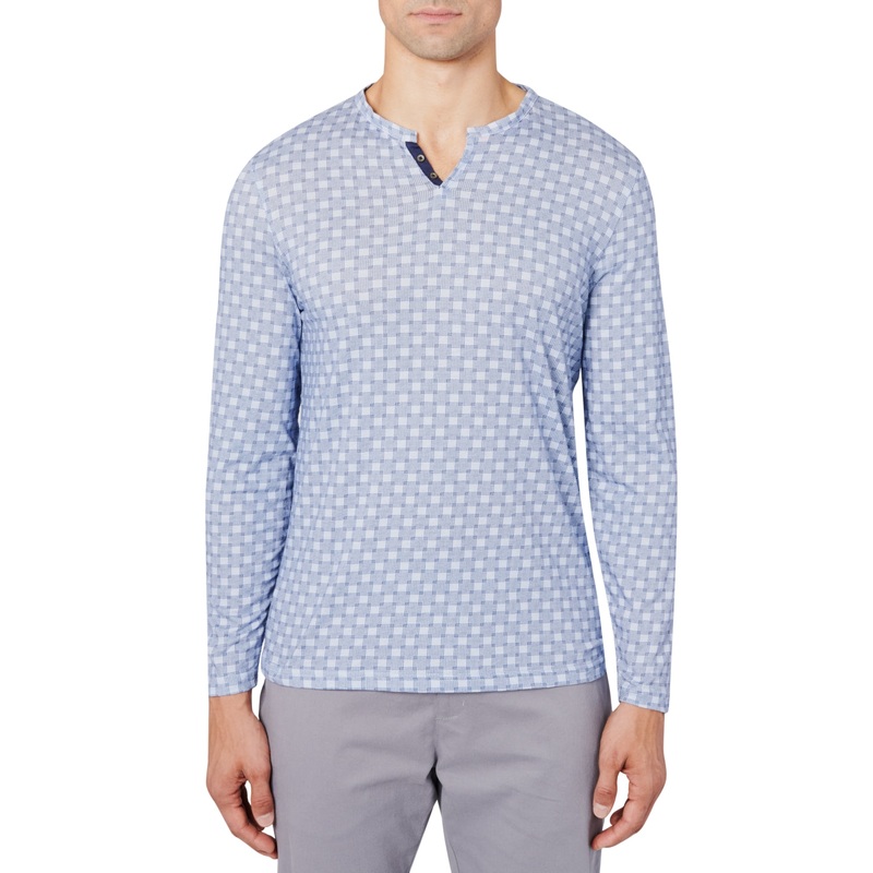 Tallia Men's Geoprint Henley Shirt Navy Large