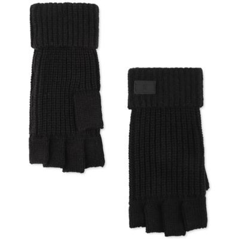 Tommy Hilfiger Men's Shaker Ribbed Fingerless Gloves  Black Osfa Reg