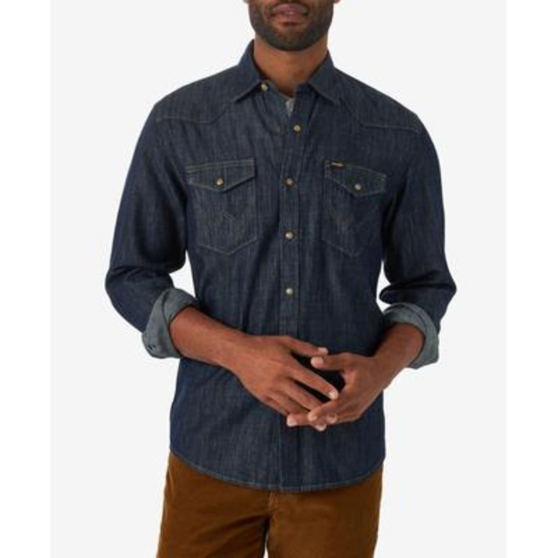 Wrangler Mens Blue Button down Shirt Small Regular Fit