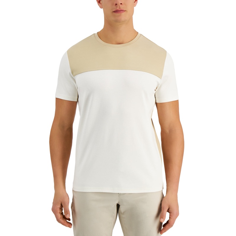 Alfani Men's Color blocked T shirt White Large