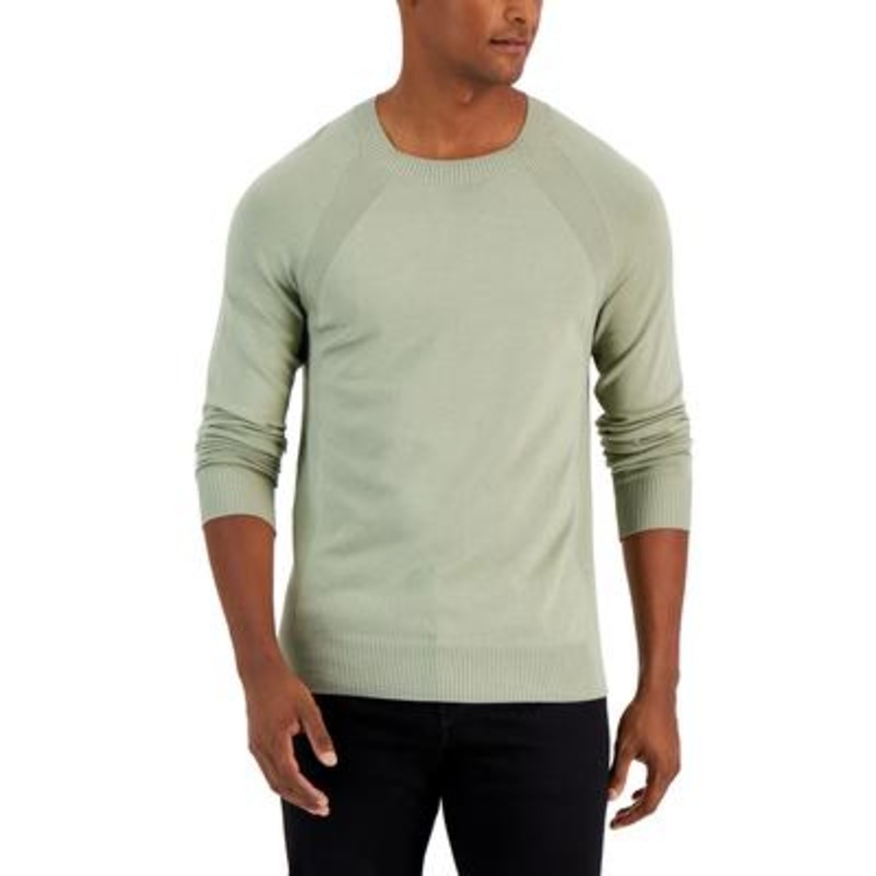 Alfani Men's Ribbed Raglan Sweater  Subtle Olive Alfani  Green Small
