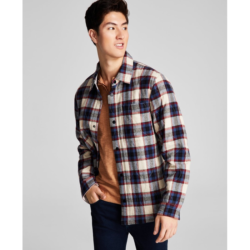 And Now This Men's Plaid Shirt Jacket Brnoverflw Large