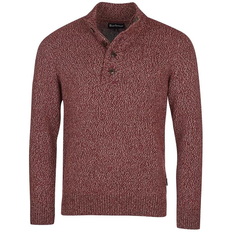 Barbour Men's Sid Regular fit Marled Half-zip Sweater Dark Red Xl