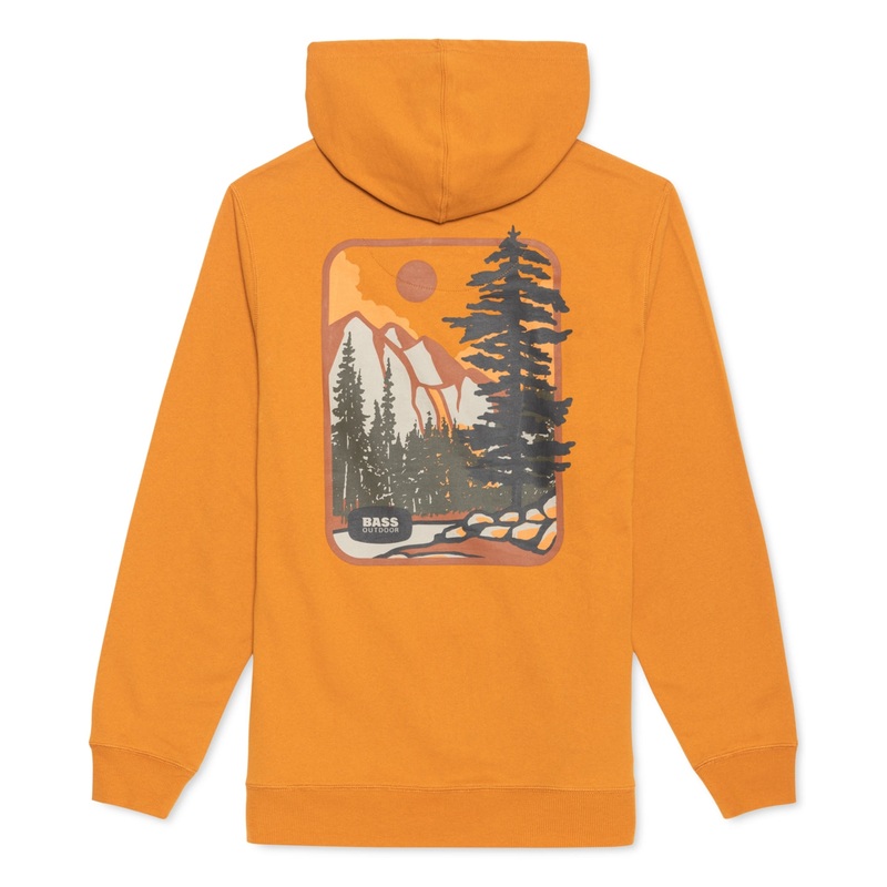 Bass Outdoor Men's Mountain Graphic Fleece Hoodie  Golden Cury  Size Large