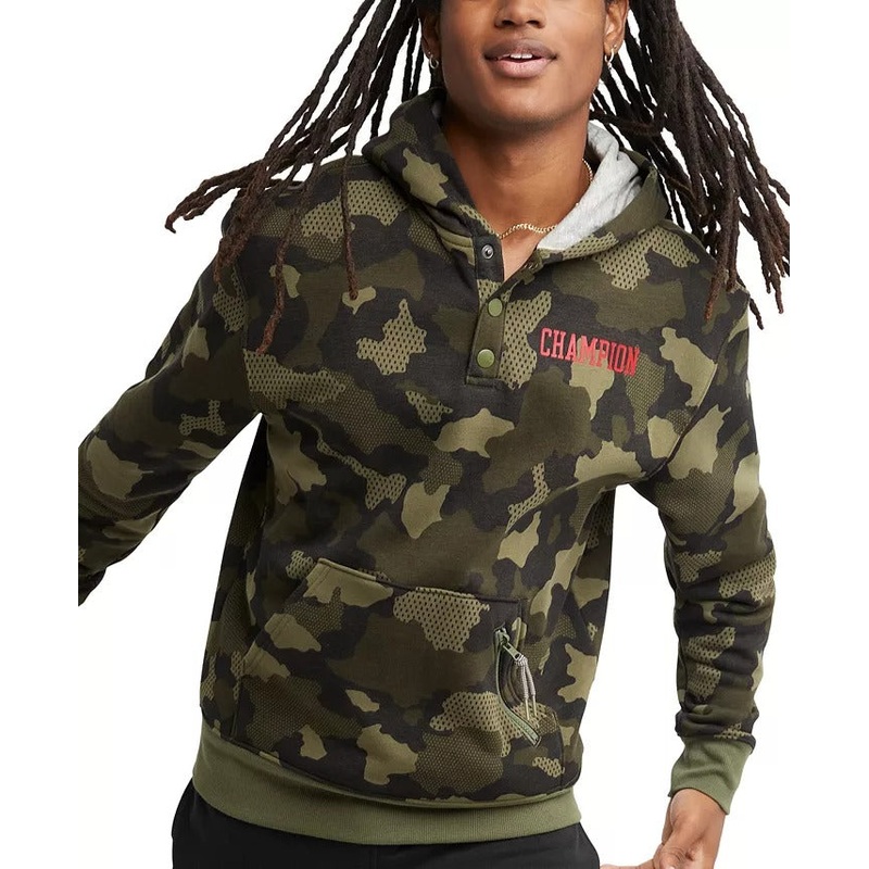 Champion Men's Camo Fleece Hoodie Sweatshirt XXL 2XL Green