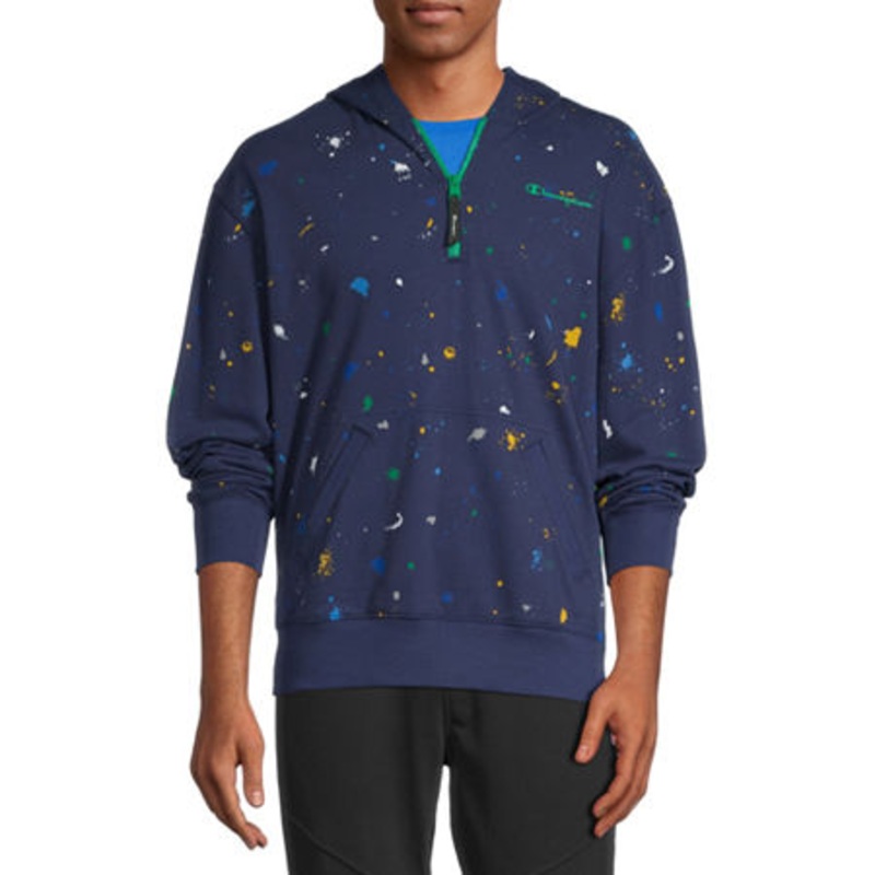 Champion Men's Hooded Sweatshirt Small Blue  Navy