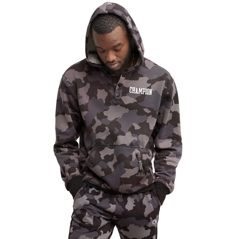 Champion Men's Urban Pursuits Camo Fleece Hoodie Sweatshirt Blue Medium