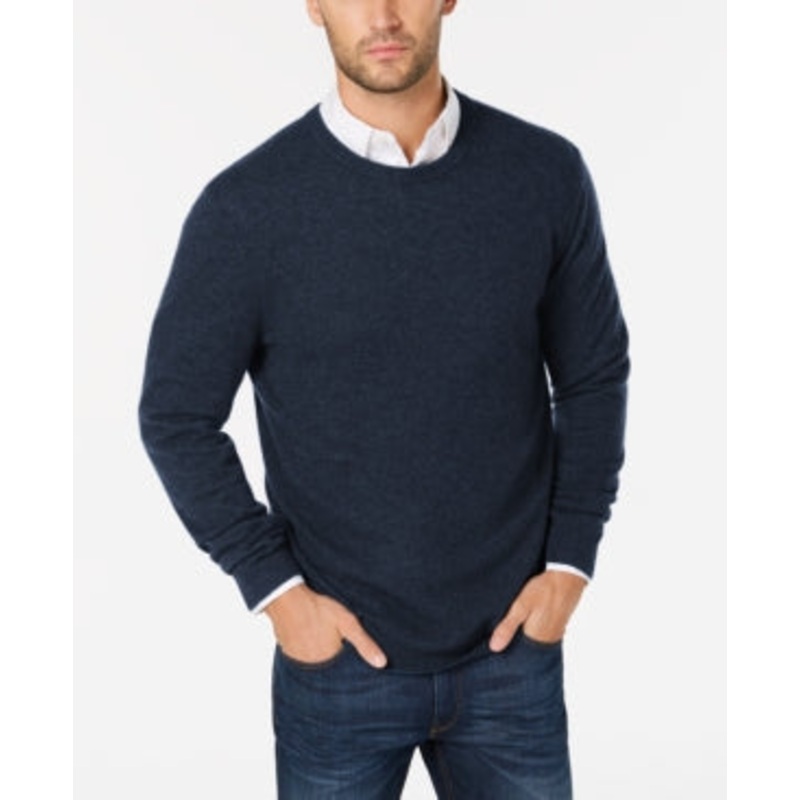Club Room Cashmere Crewneck Sweater Navy Heather Size L
