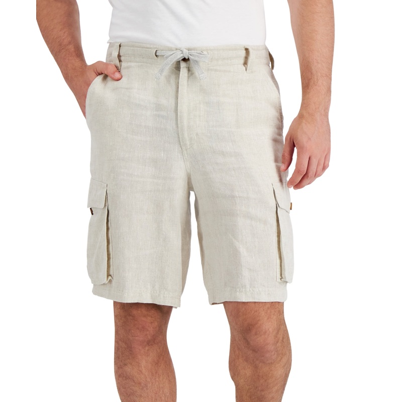 Club Room Mens Linen Cargo Shorts Beige 33 Reg