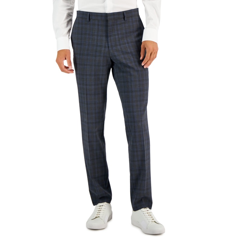 Hugo Boss Men's Slim fit Suit Dress Pants Dark Gray 34 x 32 Plaid