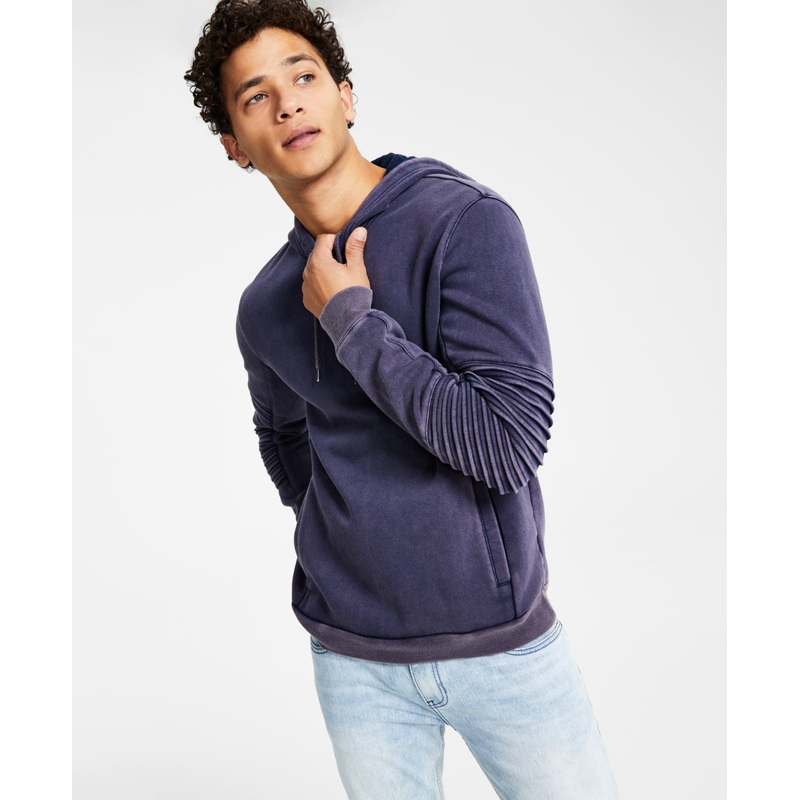 INC International ConceptsMen's Fleece Moto Hoodie Dark Blue XL