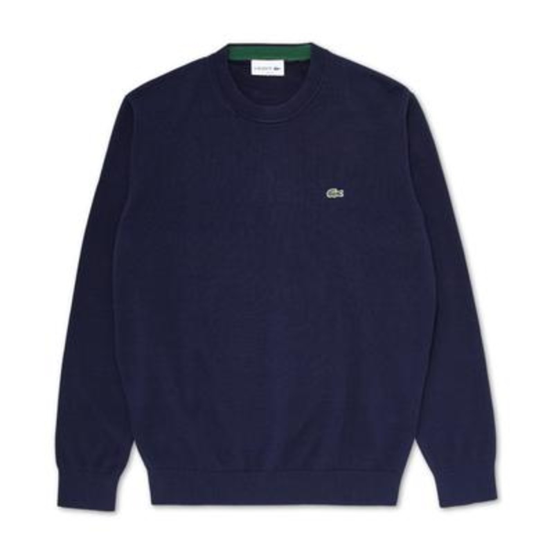 Lacoste Mens Crew Neck Cotton Sweater Sl Navy Small