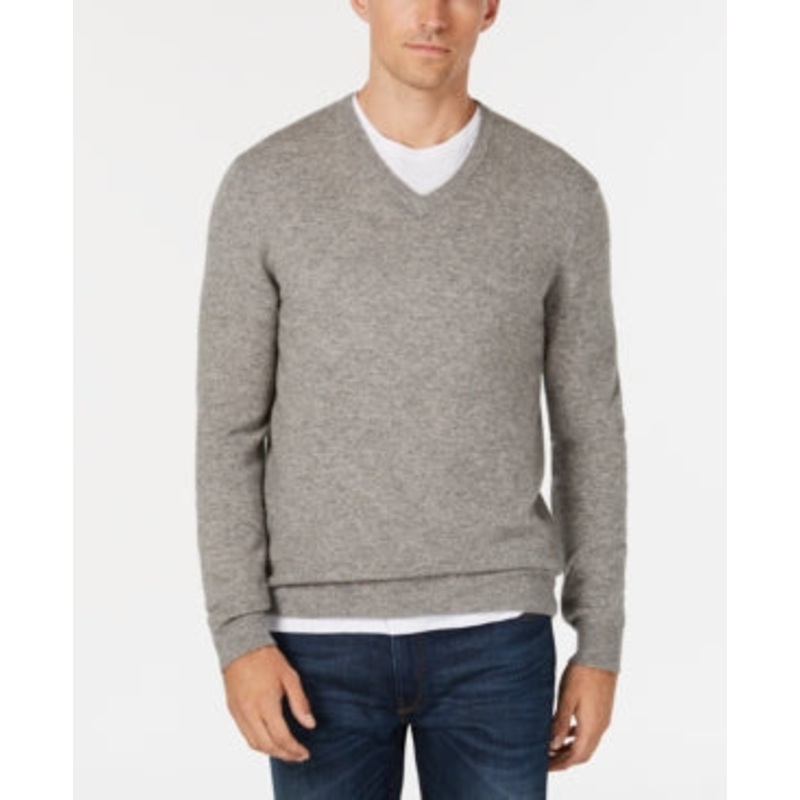 Men's Club Room V neck Cashmere Sweater Grey Heather Size XXL