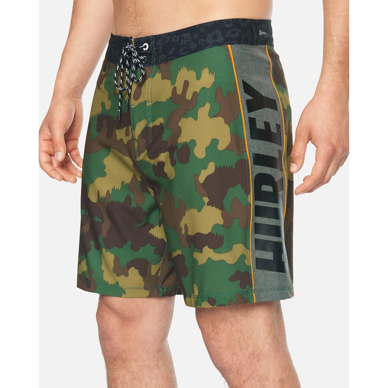 Men's Phantom Fastlane Woodland Boardshorts 18" Cargo Khaki Sz 32 United Legwear Bright Grn