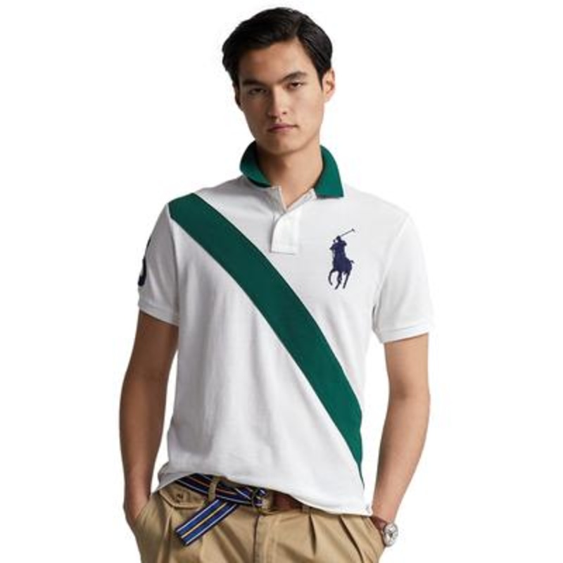 Polo Ralph Lauren Men's Custom Slim Fit Big Pony Shirt  White Multi  Xxl