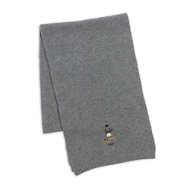 Ralph Lauren Chunky Ribbed Bear Scarf Dark Gray Osfa