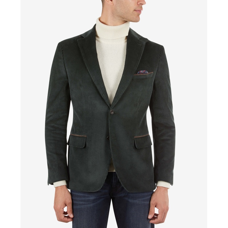 Tallia Men's Slim-Fit Corduroy Sport Coat - Dark Green 38 SHORT 38S