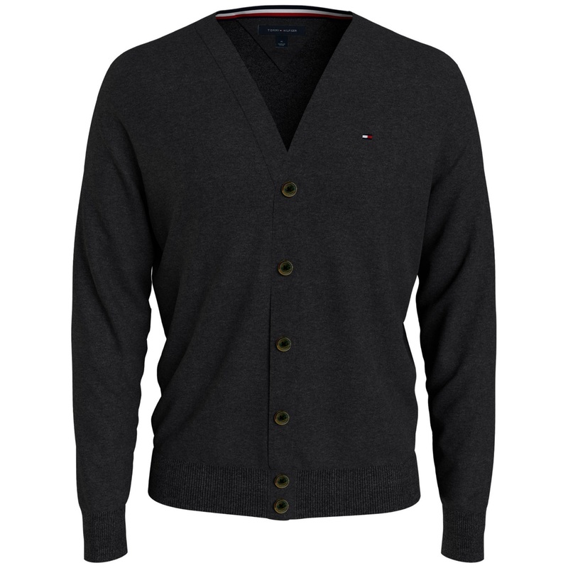 Tommy Hilfiger Mens Black XL Cotton Cardigan Sweater
