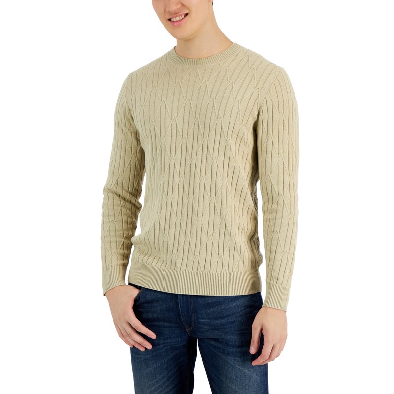 Alfani Men's Cable Sweater Twill  Beige 2XL