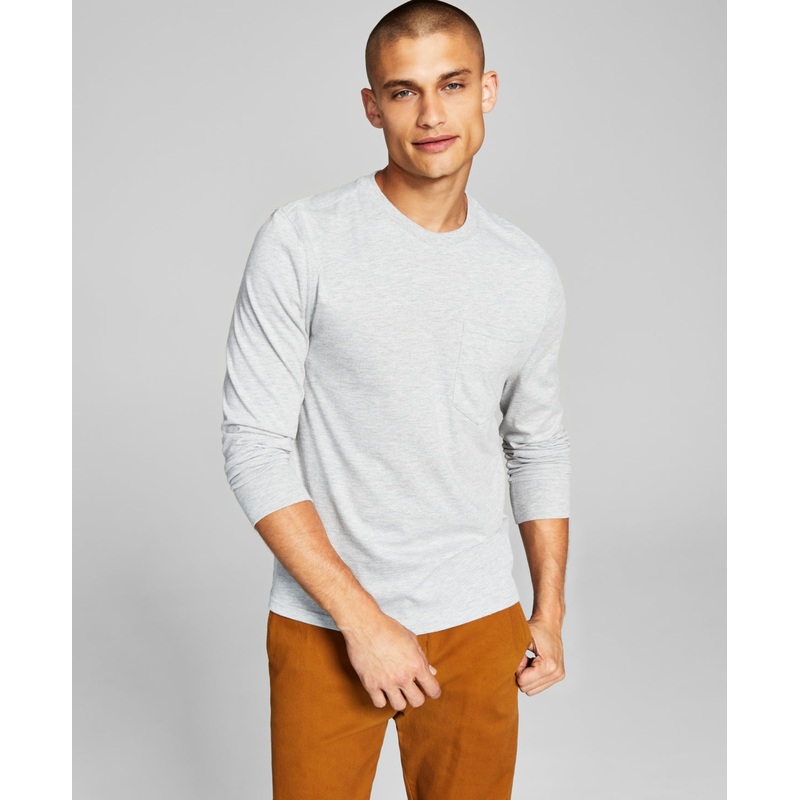 And Now This Men's Pocket Long sleeve Tshirt  Ash Grey XL