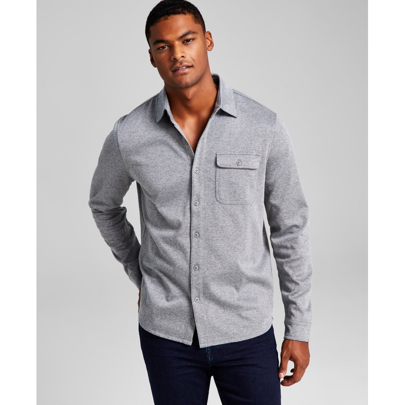 And Now This Mens Classic Fit Button down Shirt Light Grey Small