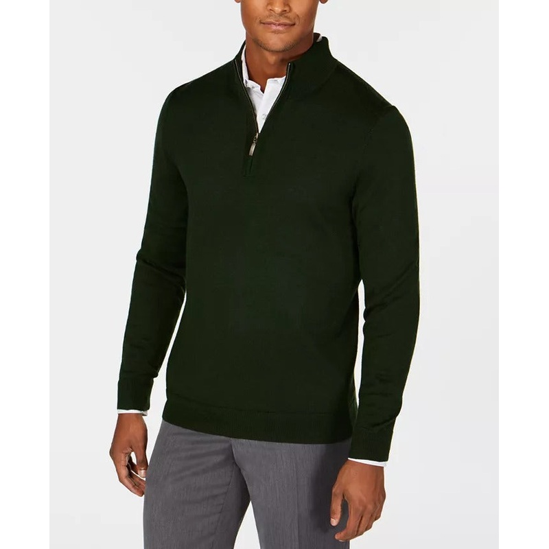 Club Room Men's Merino Wool Sweater  Ivy League Dark Green Medium