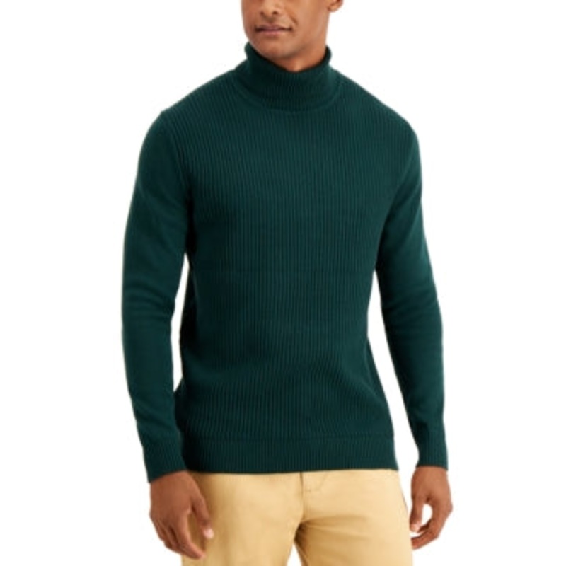 Mens Cotton Turtleneck Sweater Club Room Dark Green Medium