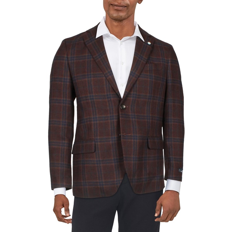 Nautica Mens Plaid Sportcoat Red 46L