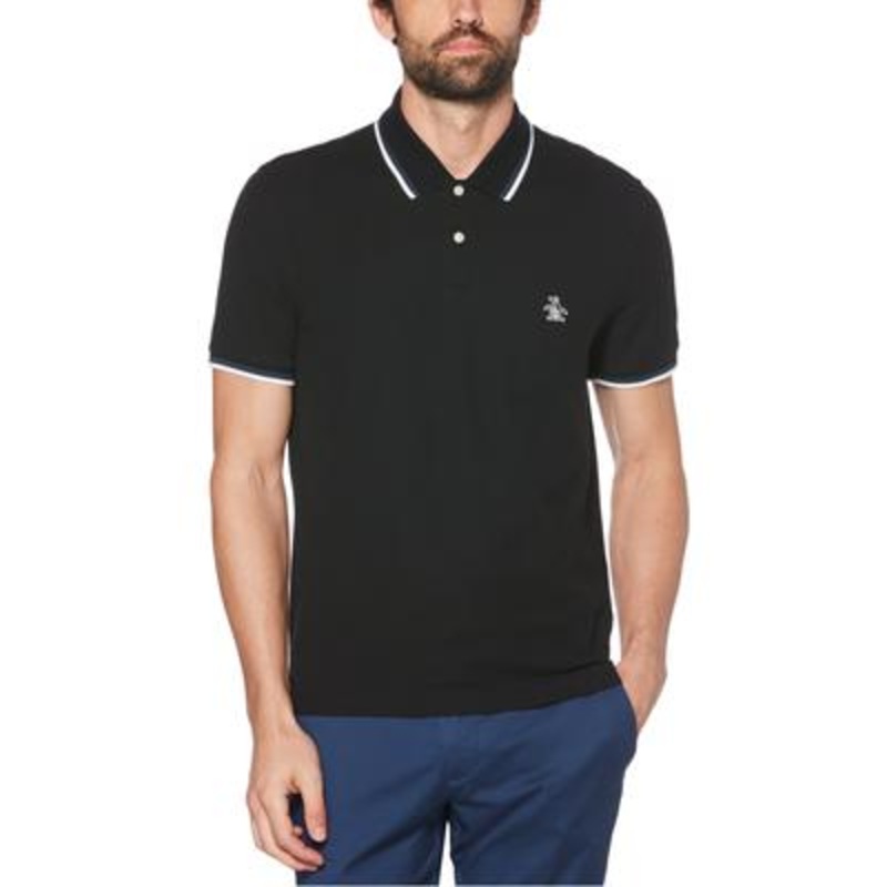 Original Penguin Men's Sticker Pete Polo Shirt Charcoal XL