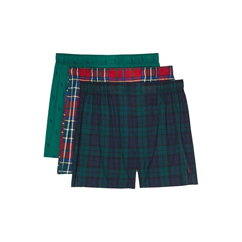 Polo Ralph Lauren Men's 3Pk Classic Woven Boxers  Classic Wine/Gold  Large
